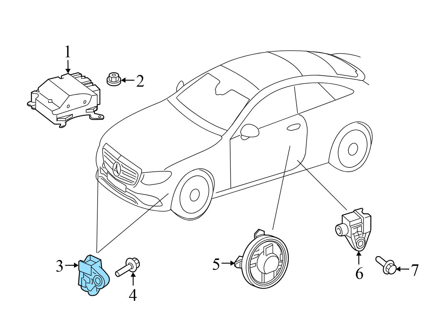 Mercedes Benz - OEM Mercedes Benz W205, W222 - Crash Impact Sensor