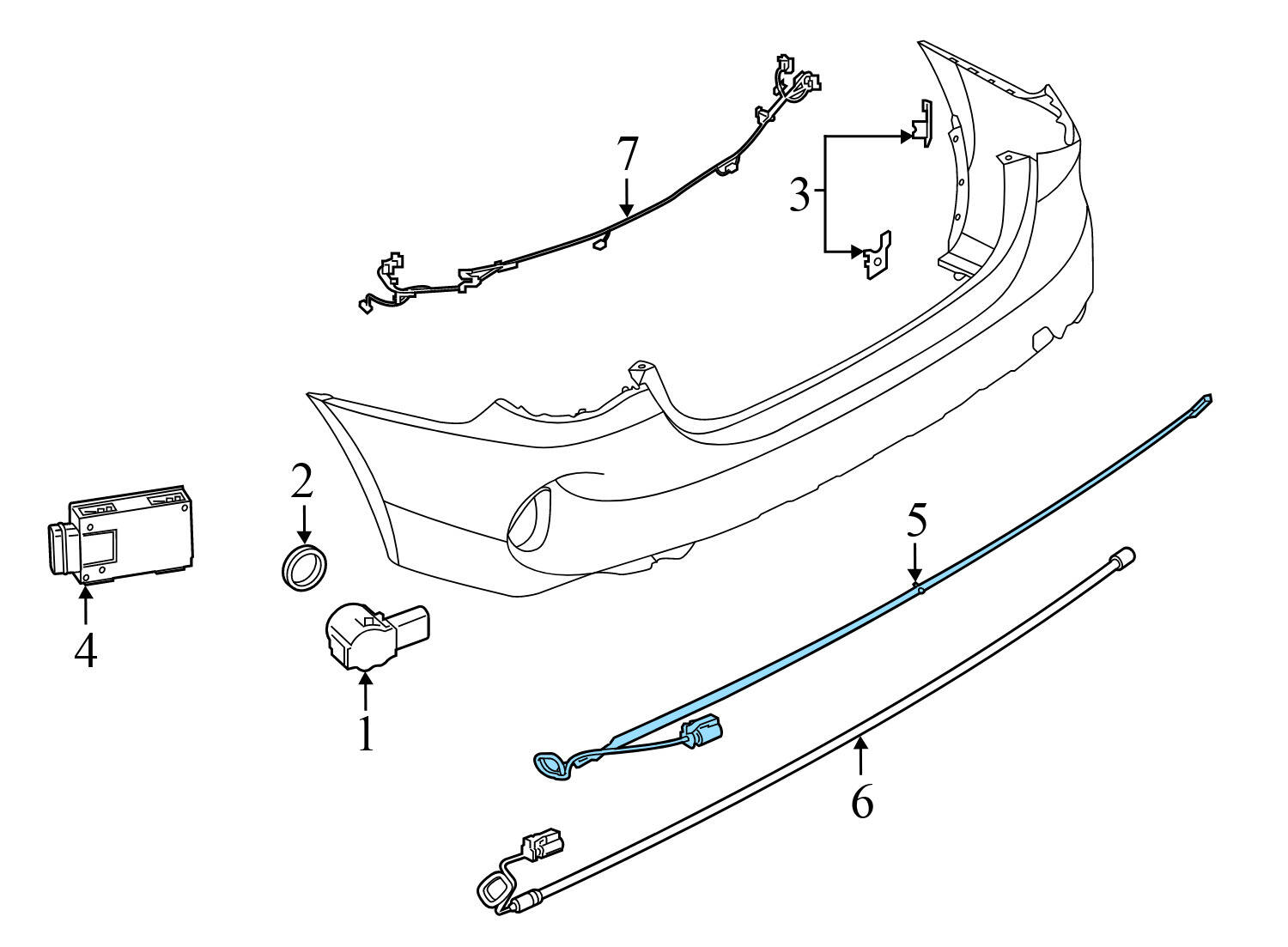 BMW Trunk Lid Smart Opener Wire / Sensor 61358494948