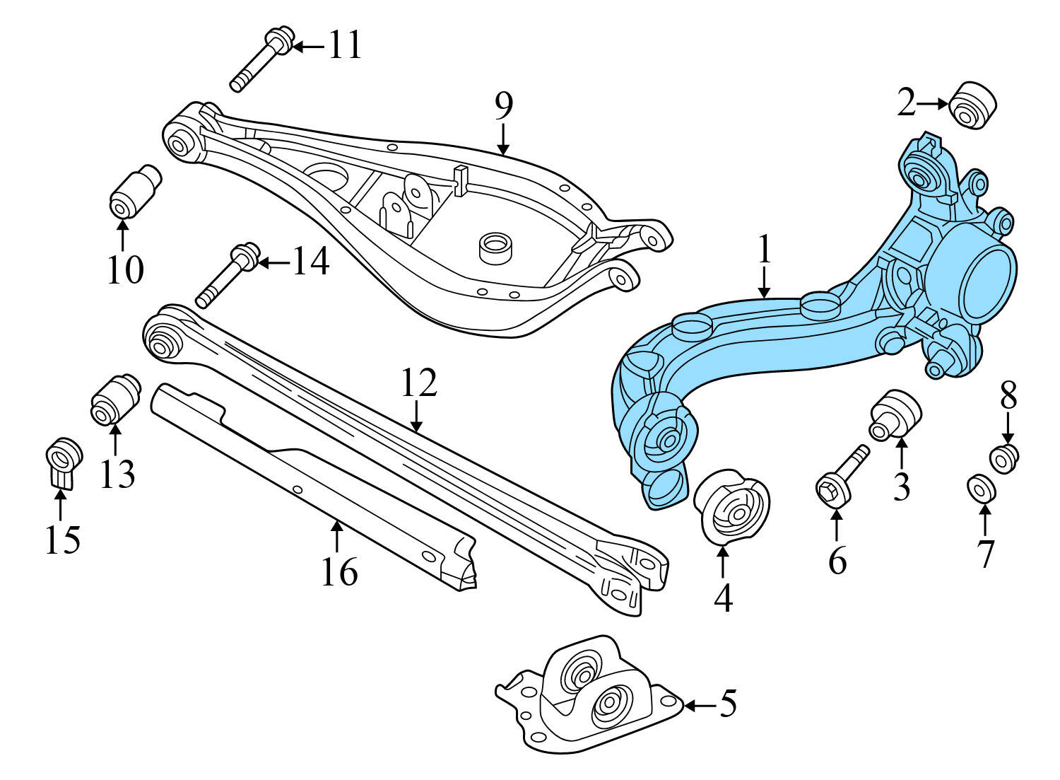 BMW Rear Left Spindle Knuckle W/ Wheel Bearing (Z4) 33326774775